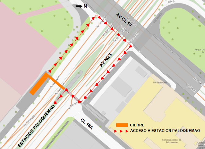 Cierre del puente peatonal de estación de TransMilenio de Paloquemao