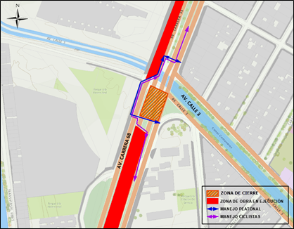 Cierre de calzada de av carrera 68 con av calle 3 costado oriental
