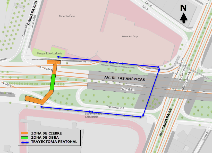 Cierre del puente peatonal de av. Las Américas con carrera 68d