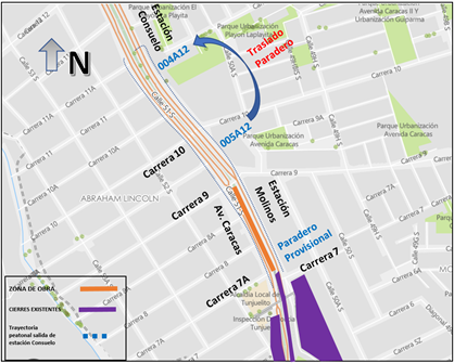 Cierre en estación Molinos y en avenida Caracas entre carreras 7 y 9