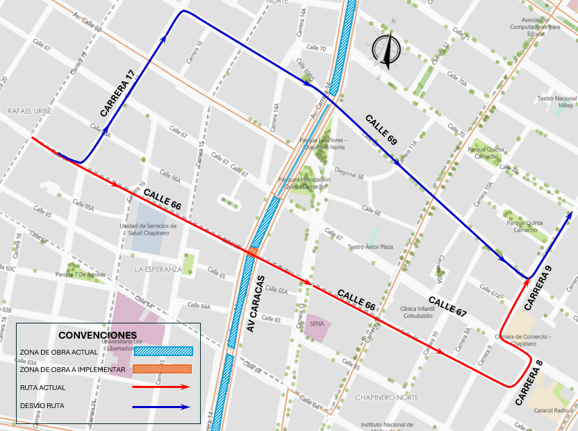 Mapa 3. Cambio del recorrido de la ruta 12 del SITP.