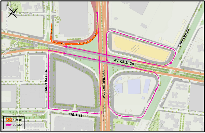 Mapa 3. Desvío 2 rutas de transporte público y vehículos particulares