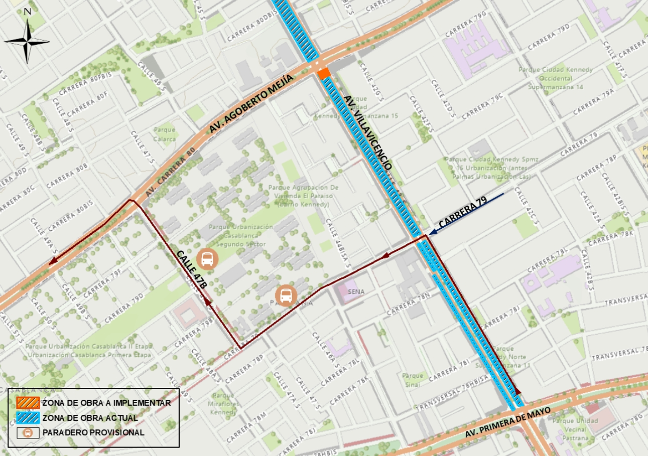 Mapa 3. Reubicación de los paraderos del transporte público.