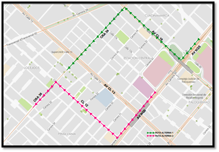 Mapa 3. Rutas alternas