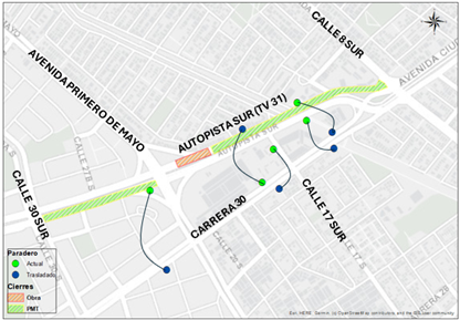 Mapa 3. Traslado de paraderos 093A09 y 046A08