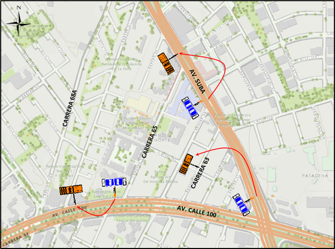 Cierre total del acceso norte de la avenida Suba con avenida calle 100