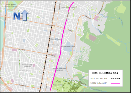 Cierres viales y desvíos en Bogotá por el Tour Colombia 2024 