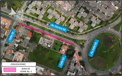 Cierre en cinco puntos del corredor de la avenida carrera 50