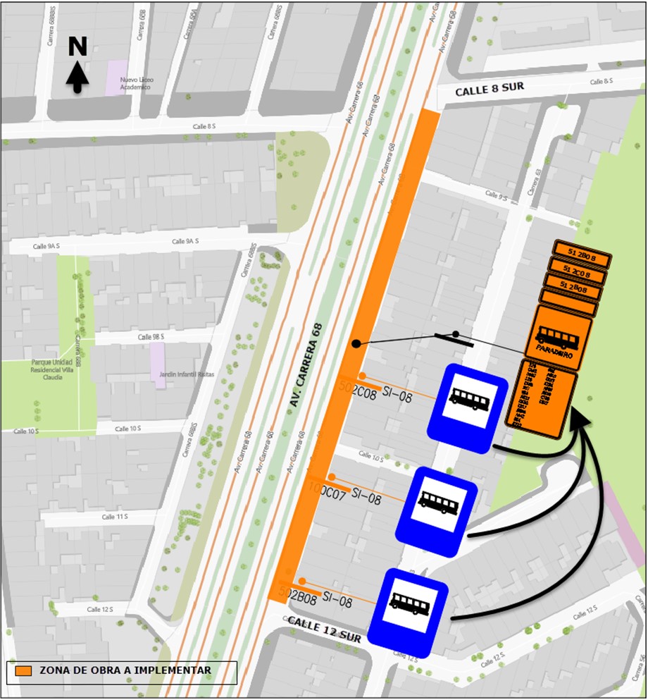 Movilidad Bogotá cierre en av. carrera 68 entre calles 8 sur y 12 sur