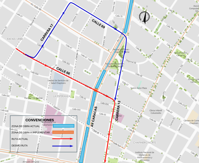 Mapa 4. Cambio de recorrido de la ruta 669, SE-10 del SITP.