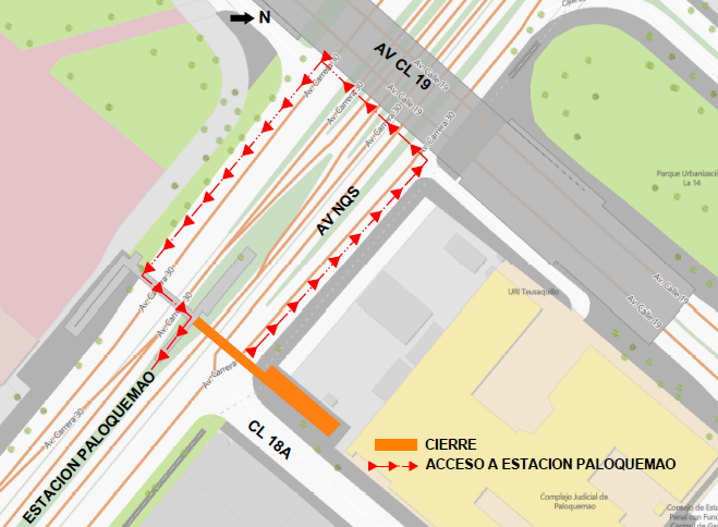 Cierre del puente peatonal de estación de TransMilenio de Paloquemao