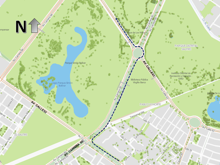 Mapa 5. Desvío en la Av. Calle 53 en sentido Oriente – Occidente.