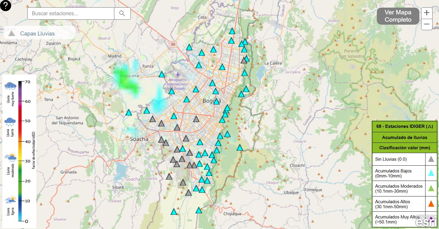 Cómo monitorear en tiempo real dónde está lloviendo en Bogotá 2025