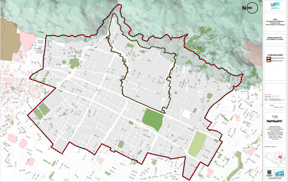 Mapa del centro de Bogotá