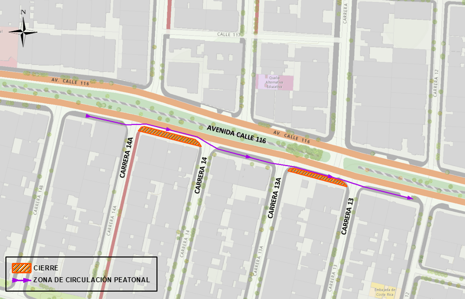 Movilidad en Bogotá: cierre en la Calle 116 entre Carreras 14 y 14A