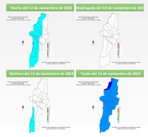 Pronóstico del clima para hoy lunes festivo 13 de noviembre de 2023