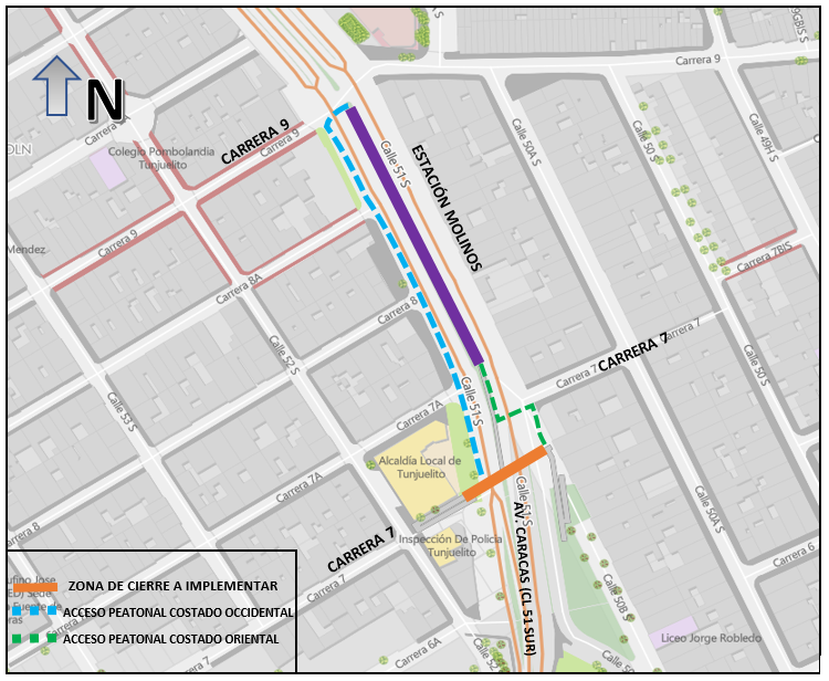 Plan de Manejo de Tránsito: desmontaje de puente de estación Molinos