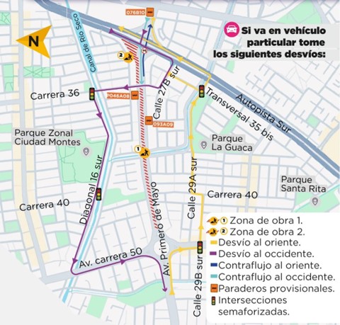 Obra Metro Bogotá restringida circulación vehicular av Primero de Mayo