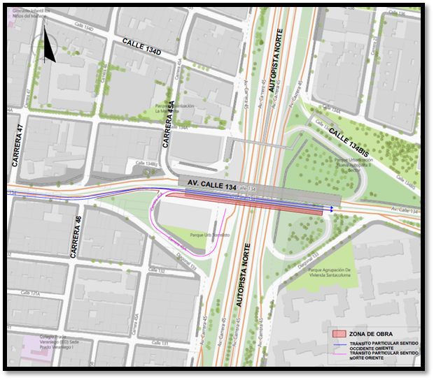 Movilidad Bogotá cierre en puente avenida calle 134 con Autonorte 