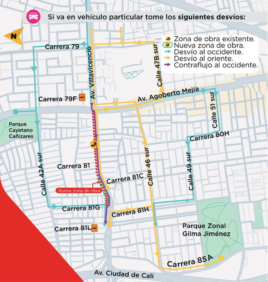 Metro de Bogotá cierre av Villavicencio entre 81G y Agoberto Mejía