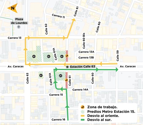 Desvíos al oriente y al sur por el cierre de la calle 61