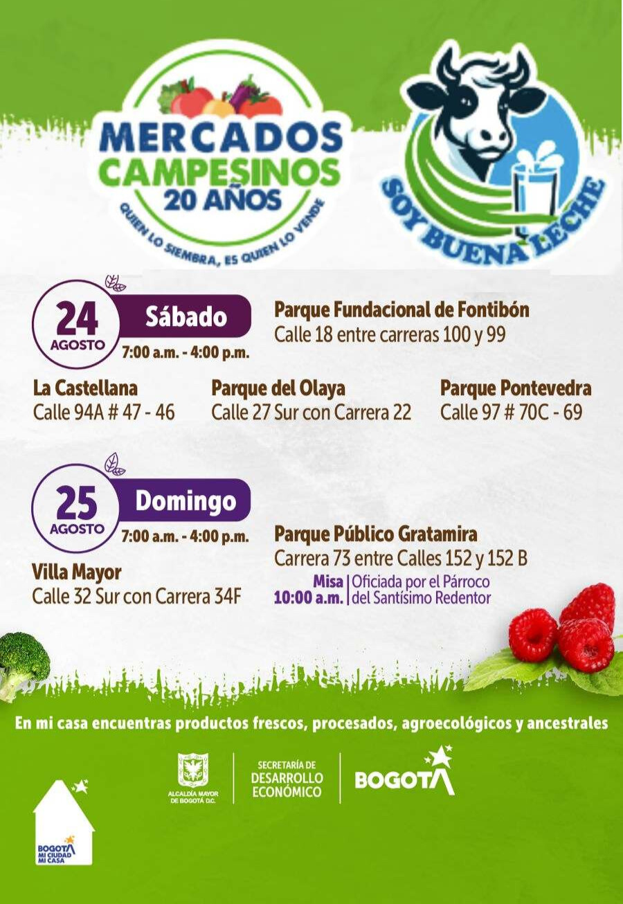 Mercado en Bogotá con los Mercados Campesinos 24 y 25 de agosto 2024