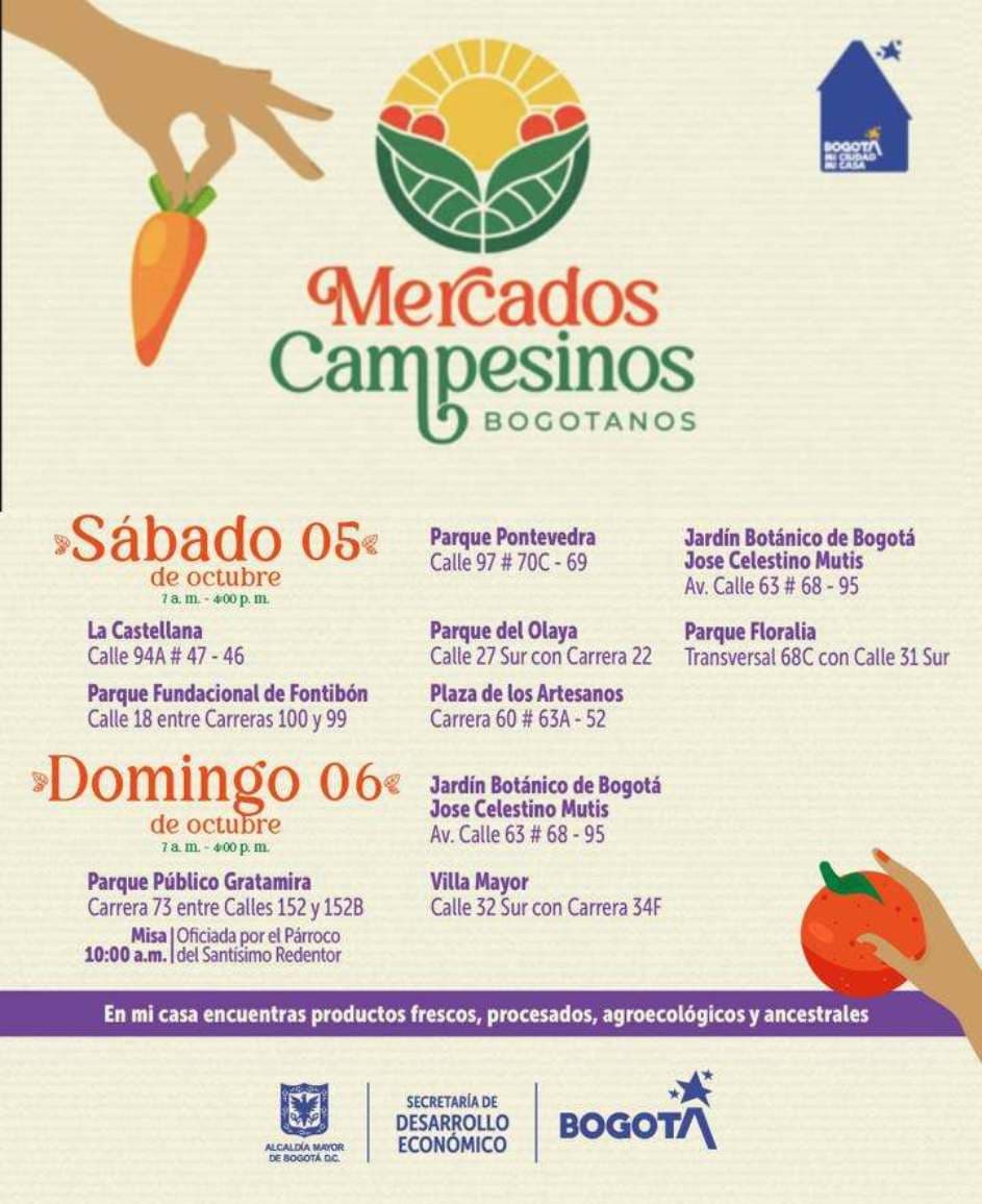 Mercado en Bogotá con los Mercados Campesinos 5 y 6 de octubre 2024