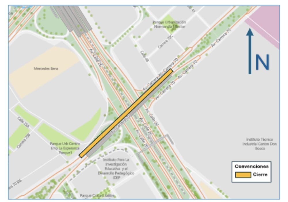 Movilidad en Bogotá cierre en carrera 70 con calle 26 por obras 2025 mapa 1