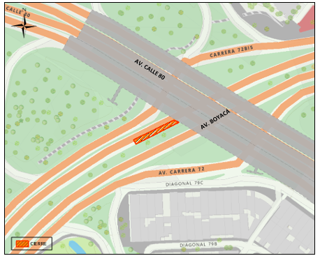 Movilidad en Bogotá_ cierre en avenida Boyacá con calle 80 por obras Mapa 1