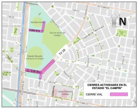 Movilidad en Bogotá_ cierres y desvíos por conciertos de Andrés Cepeda - Mapa 1