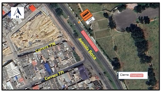 Movilidad en Bogotá_ por obras hay cierre en avenida Bosa entre carreras 77i y 77k mapa 3