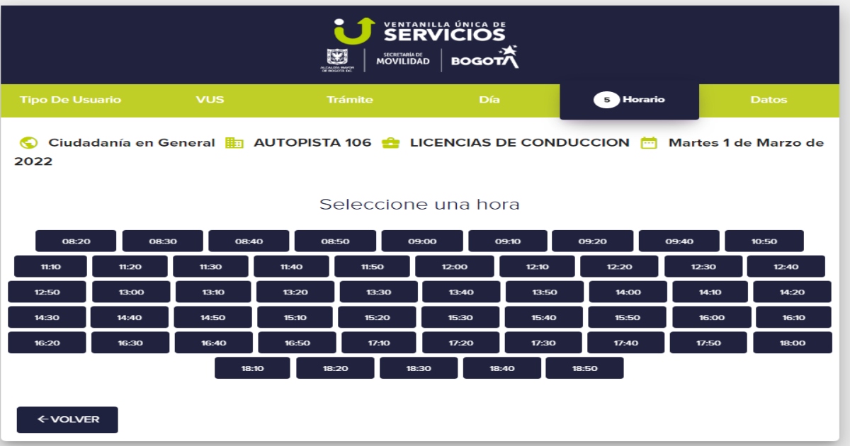 Pasos para agendar en la Ventanilla Única de Servicios de Movilidad