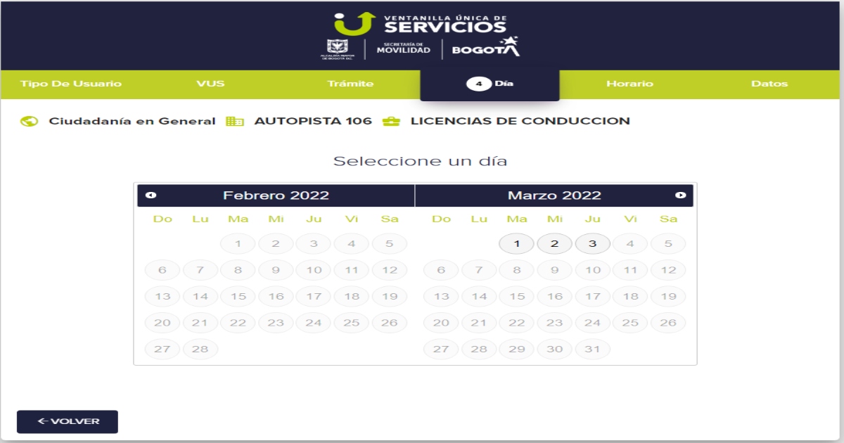 Pasos para agendar en la Ventanilla Única de Servicios de Movilidad