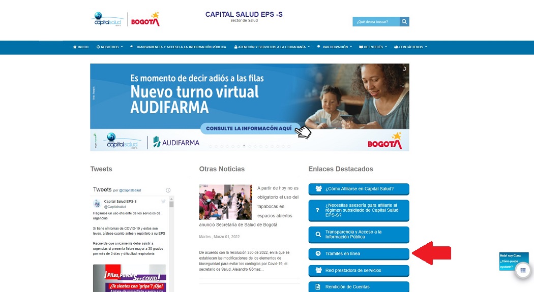 Pantallazo Capital Salud EPS 