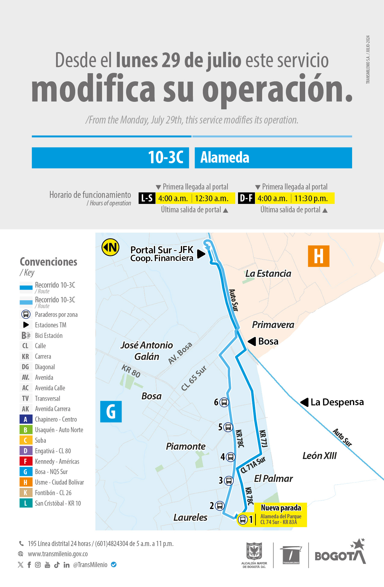 Ruta alimentadora 10-3C Alameda Bogotá nueva parada a su recorrido