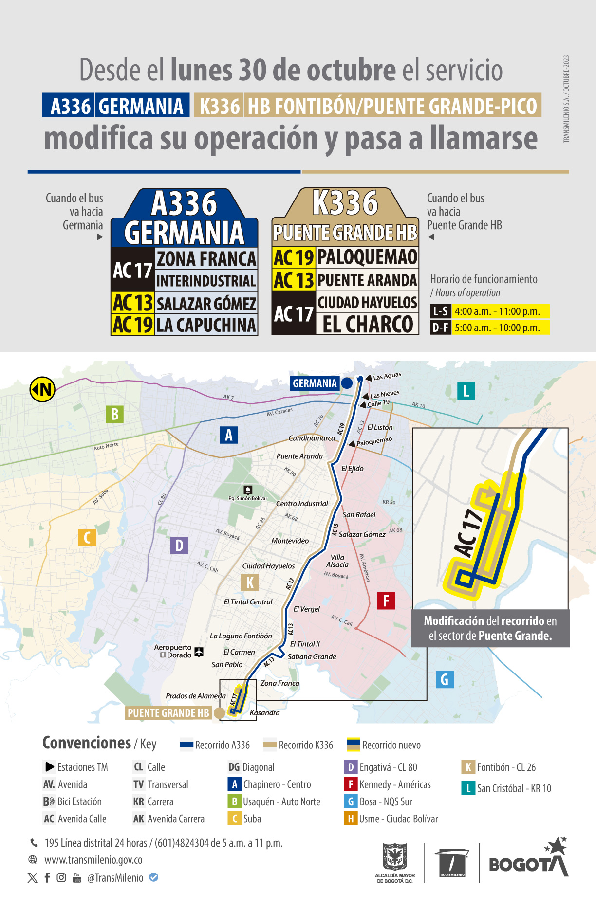 Ruta zonal A336 - K336 modifica su operación y cambia de nombre