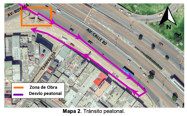 Pilas del 5 al 8 de marzo! Cierre de carril de la Av. Calle 80 con Av. Boyacá mapa 2