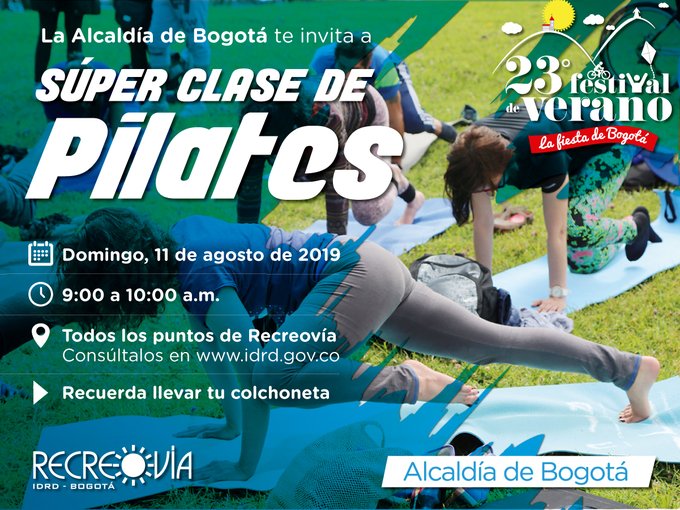 Pilates en las clases de Recreovía del IDRD 