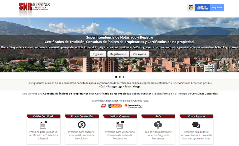 Portal de pagos - Superintendencia de Notariado y Registro