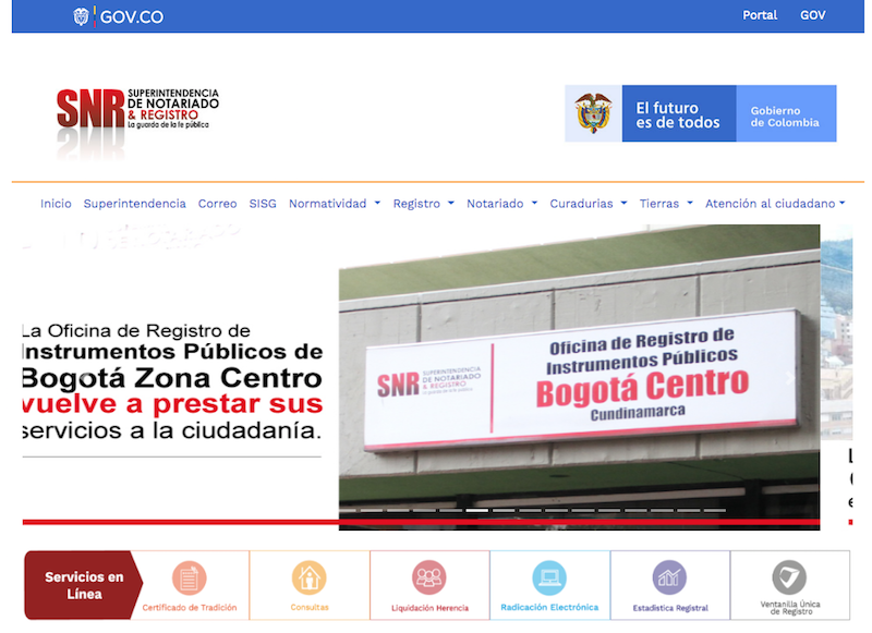 Portal Superintendencia de Notariado y Registro