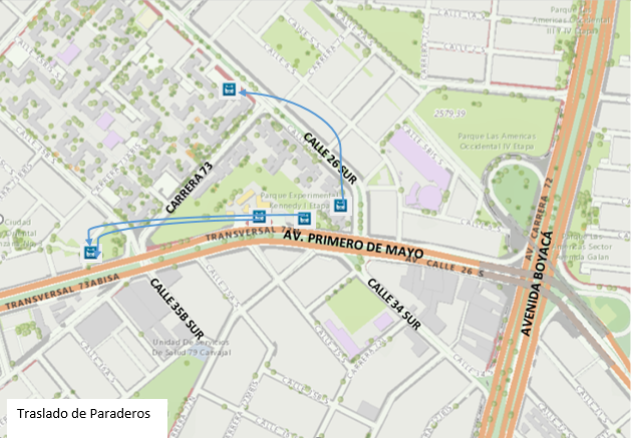 Mapa 4 - Localización de paraderos de transporte público.