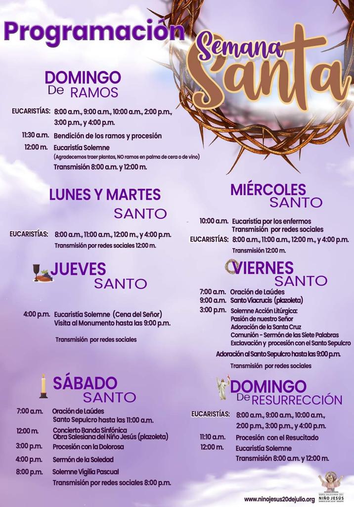  Cartel de Programación de Semana Santa en el 20 de Julio -  foto: Parroquia 20 de Julio 