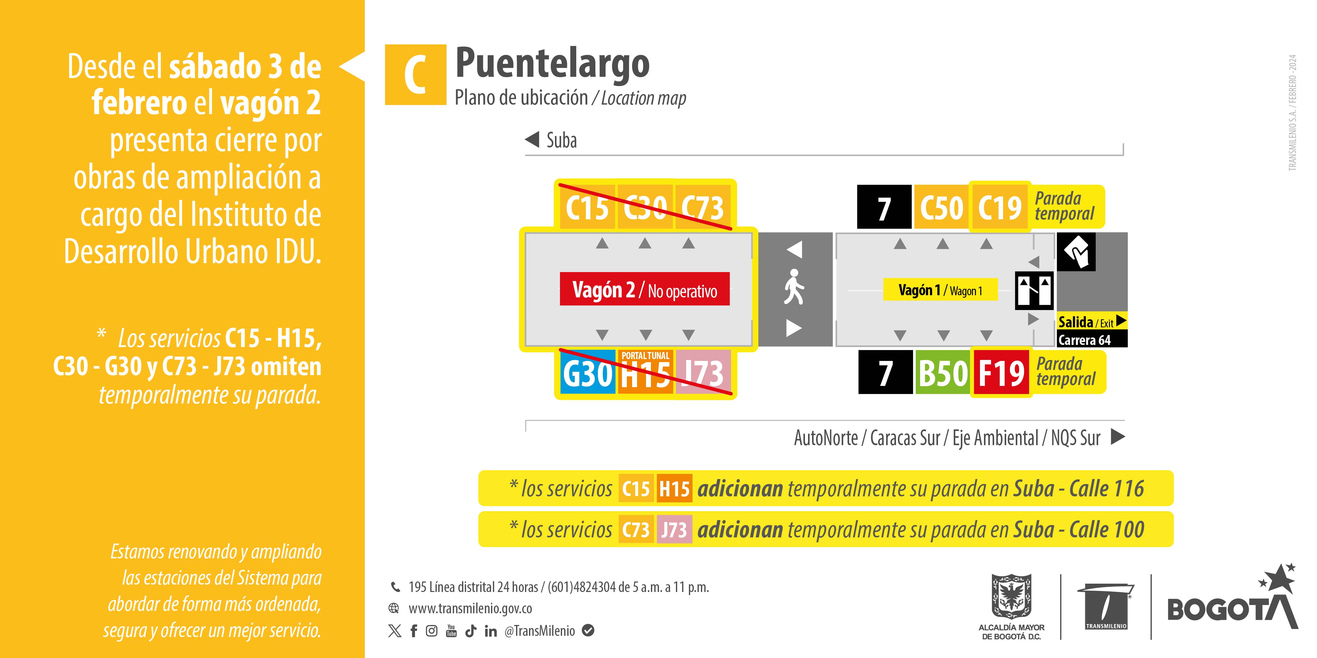 Movilidad: Cierre de vagón en estación de TransMilenio Puentelargo