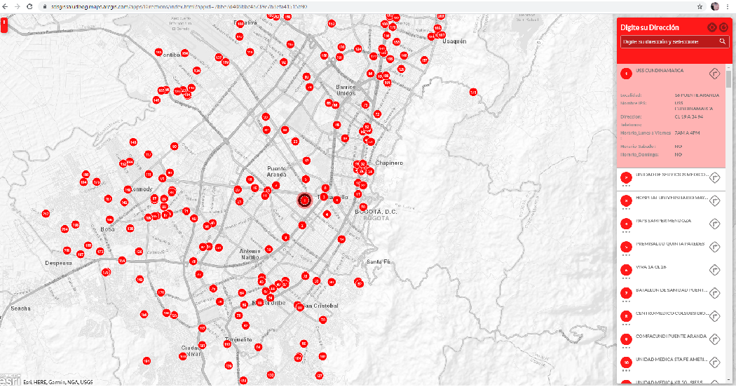 Mapa puntos de vacunación