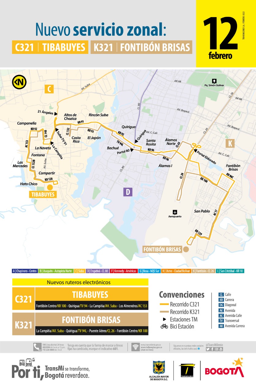 Ruta C321 Tibabuyes- K321 Fontibón Brisas: