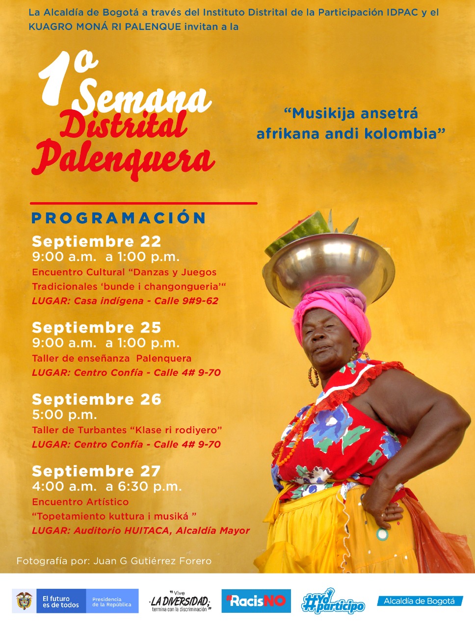 Invitación y cronograma 1° Semana Distrital Palenquera 2019