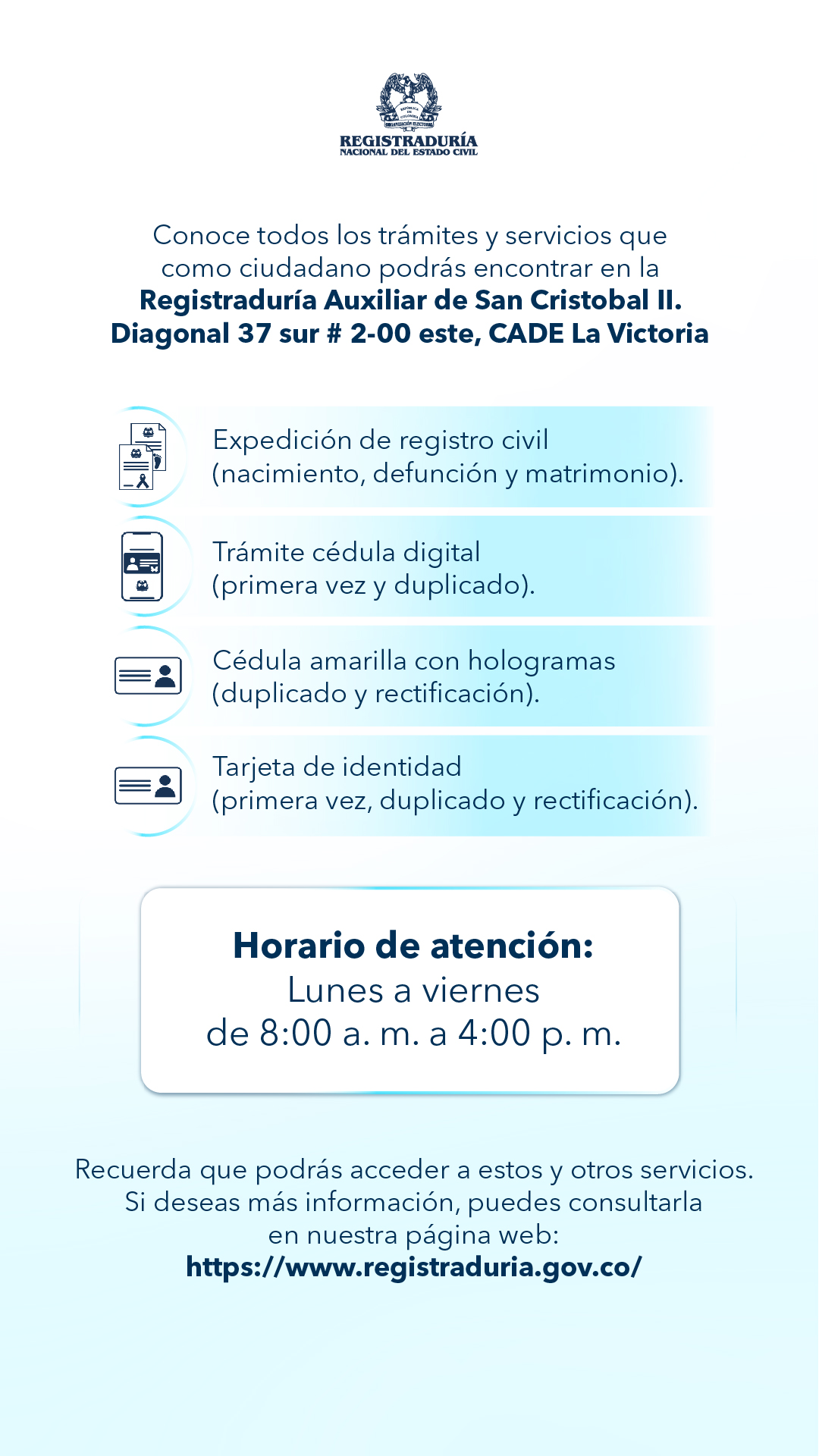 Servicios de identificación Sede San Cristóbal II