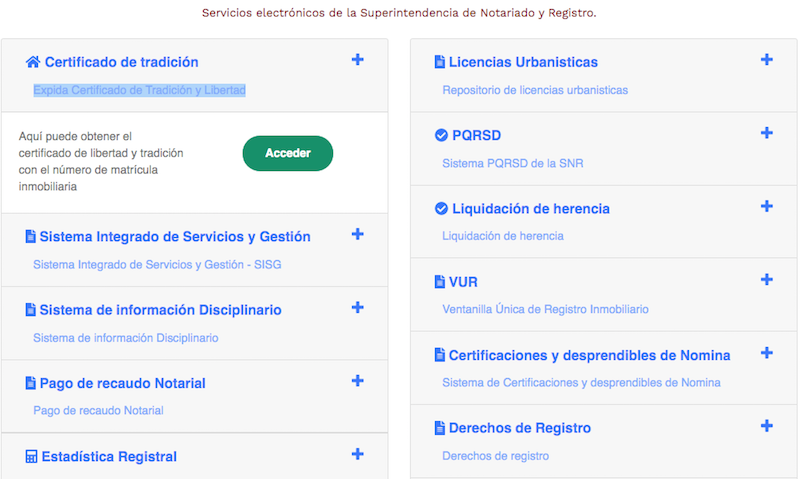 Servicios en línea - Superintendencia de Notariado y Registro