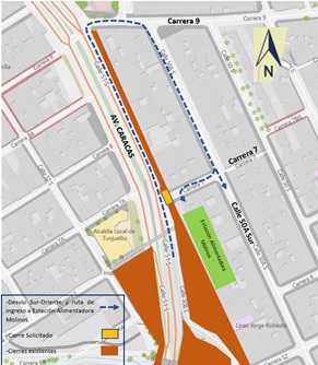 Movilidad Bogotá cierre en intersección de av. Caracas con carrera 7