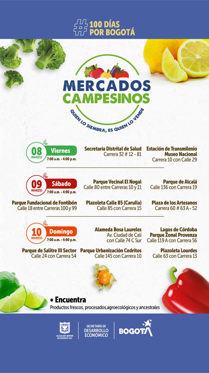 Compra fresco y de manos de quienes cultivan: Mercados Campesinos este 9 y 10 de marzo 